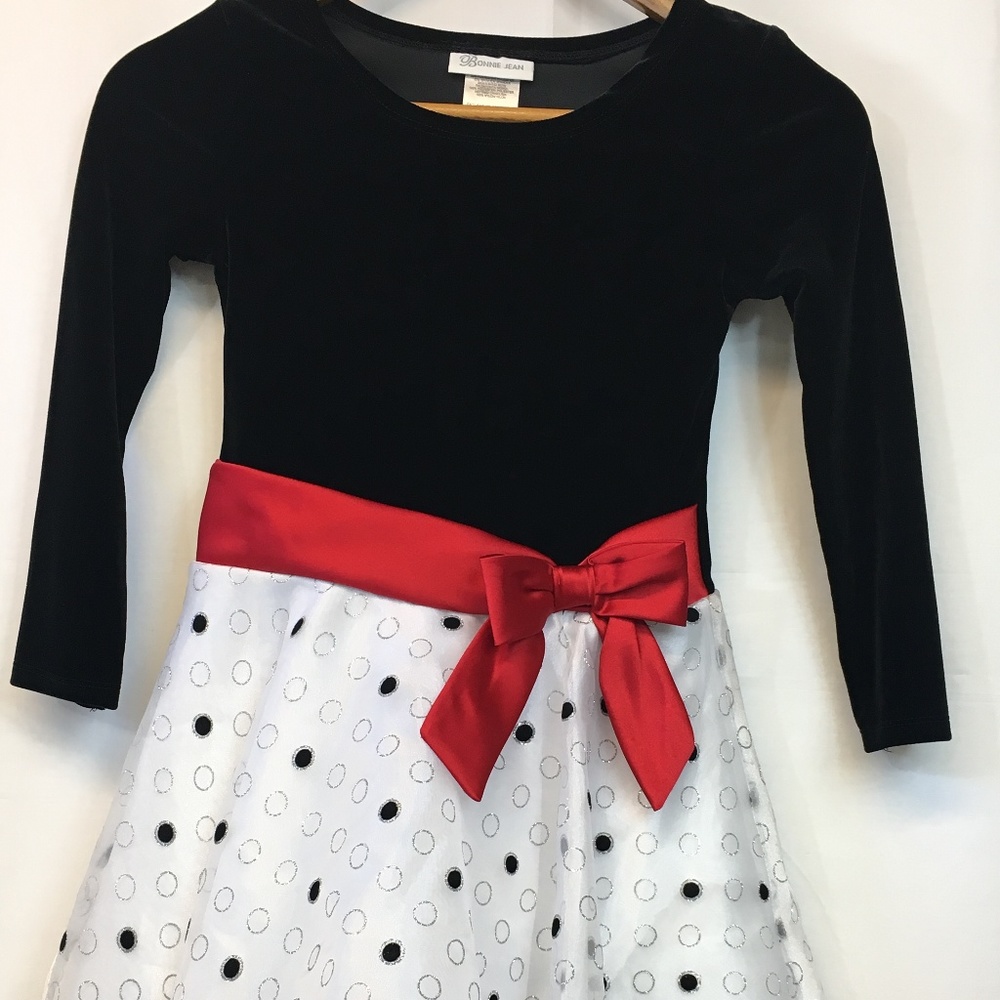 Bonnie Jean Girls Dress Black and White Polka Dots